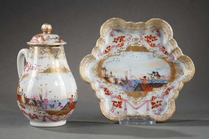 Milk pot and pattipan chinese export porcelain Meissen style